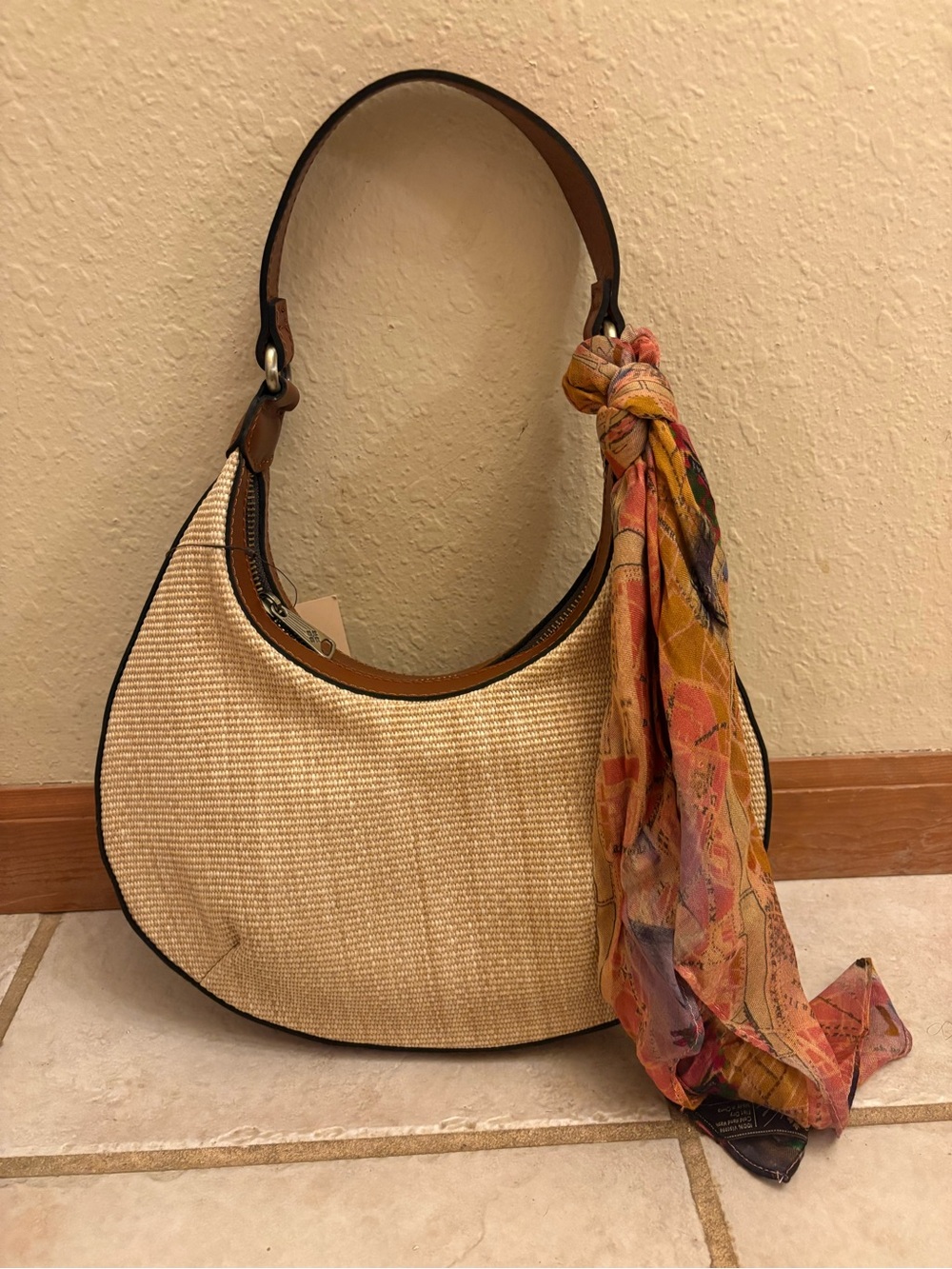 New with Tags Patricia Nash Coco Crescent Hobo with Scarf